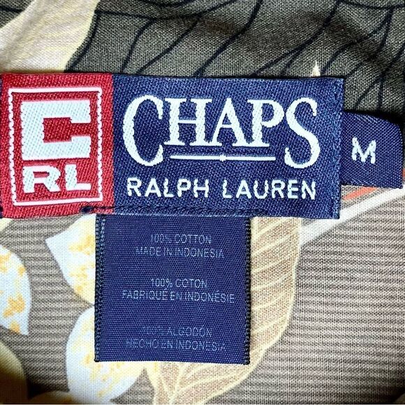 Chaps by Ralph Lauren Tropical Button Down in Tan/Gold/Green Men’s M - Picture 5 of 6